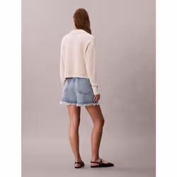 Calvin Klein Pantaloncini in denim sfrangiato con taglio relaxed stile anni '90 - Vista aggiuntiva 6