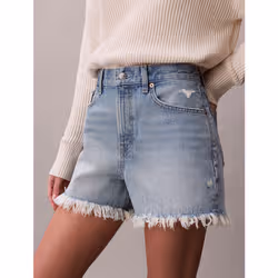 Calvin Klein Pantaloncini in denim sfrangiato con taglio relaxed stile anni '90 - Vista aggiuntiva 2