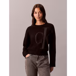 Calvin Klein Top in cotone liscio con monogramma jacquard - Vista aggiuntiva 3