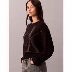 Calvin Klein Top in cotone liscio con monogramma jacquard - Vista aggiuntiva 4