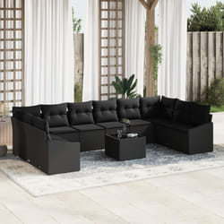 Set da pranzo da giardino 11 pezzi con cuscini beige in polyrattan - Vidaxl