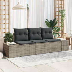 Vidaxl - Set divano da giardino 3 pezzi con cuscini grigio polyrattan