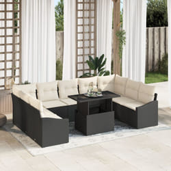 Vidaxl - Set da Giardino 10 Pezzi con Cuscini Rattan Nero