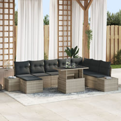 Vidaxl - Set di divano da giardino 9 pezzi con cuscini grigio chiaro in polyrattan
