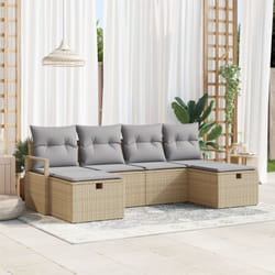 Set di divani da giardino in 6 pezzi con cuscini beige polirattan Divano da giardino a 2 posti con cuscini beige polirattan - Vidaxl