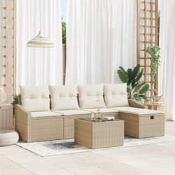 Set divano da giardino composto da 6 pezzi con cuscini beige in rattan plastico Vidaxl