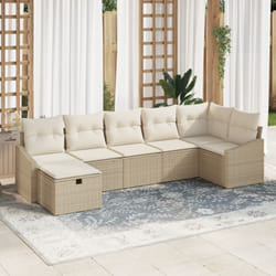 Set da Giardino in 7 Pezzi con Cuscini Beige in Rattan Polimerico Vidaxl
