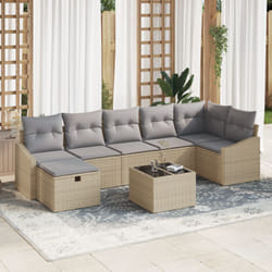 Vidaxl - Set Divano da Giardino 8 Pezzi con Cuscini Beige Polyrattan