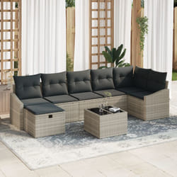 Set di divani da giardino 8 pezzi con cuscini tortora rattan sintetico Vidaxl