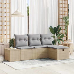 vidaXL Set Divano da Giardino con cuscino 4 pcs Beige Poly Rattan