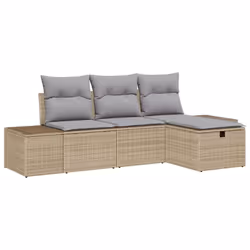 vidaXL Set Divano da Giardino con cuscino 4 pcs Beige Poly Rattan - Vista aggiuntiva 2