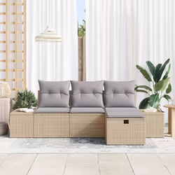 vidaXL Set Divano da Giardino con cuscino 4 pcs Beige Poly Rattan - Vista aggiuntiva 3