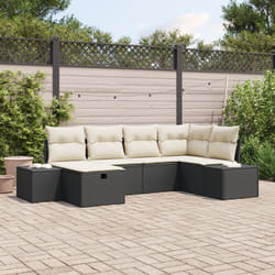 Set di divani da giardino a 6 pezzi con cuscini in polyrattan nero Vidaxl