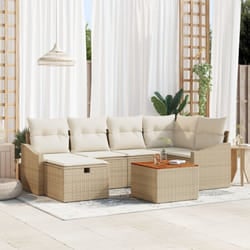 Vidaxl - Set divani giardino con cuscini da 7 pezzi Beige Polyrattan