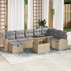 Vidaxl - Set Divano da Giardino 9 Pezzi con Cuscini Beige Polyrattan
