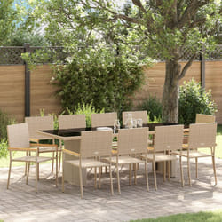 vidaXL Set da Pranzo da Giardino da 11 Pezzi Beige in Polyrattan