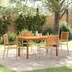vidaXL Set pranzo giardino 5 pezzi Beige Polyrattan Acacia