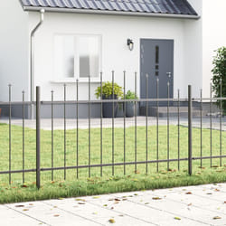 Recinzione da Giardino con Parte Superiore a Cerchio Grigia 13,6x1 m in Acciaio Vidaxl