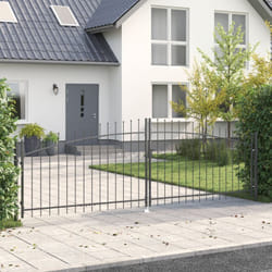 vidaXL Cancello da Giardino con Punta a Lancia a Due Ante Grigio 125x400 cm Acciaio