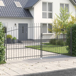 Vidaxl - Cancello da Giardino con Punta a Lancia Doppio Battente Grigio 175x400 cm Acciaio
