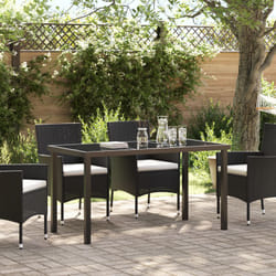 Tavolo da Giardino Nero 140x80x73 cm Vetro Temperato Vidaxl
