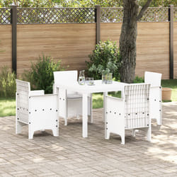 Vidaxl - Set pranzo 5 pezzi giardino con cuscini in polyrattan bianco