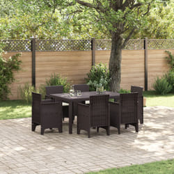 Set da Pranzo da Giardino 7 Pezzi con Cuscini Marrone in Polyrattan Vidaxl