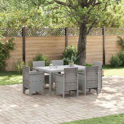 Set da Pranzo da Giardino con Cuscini Grigio Chiaro Polyrattan Vidaxl