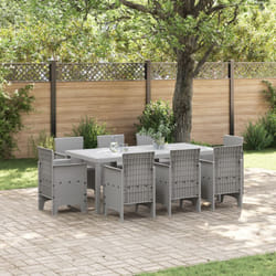 Set da Pranzo Giardino 9 Pezzi con Cuscini Grigio Chiaro in Polyrattan Vidaxl