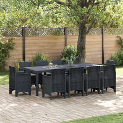 Set da Pranzo da Giardino da 11 Pezzi con Cuscini Antracite Rattan Poliestere - Vidaxl