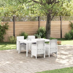 Set da Pranzo per Giardino 5 Pezzi con Cuscini Polyrattan Bianco Vidaxl