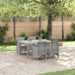 Set da pranzo da giardino 5 pezzi con cuscini in rattan grigio chiaro Vidaxl