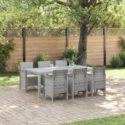 Set da pranzo da giardino da 7 pezzi con cuscini Grigio Chiaro Polyrattan Vidaxl