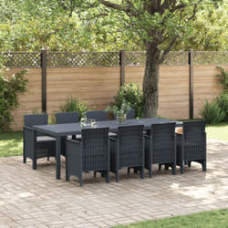 Set da Pranzo Giardino 9 Pezzi con Cuscini Rattan Plastico Anthracite Vidaxl