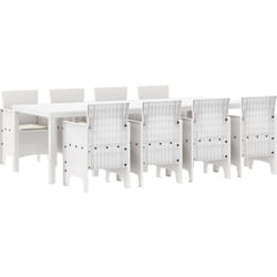 Set da Pranzo da Giardino da 9 Pezzi con Cuscini Grigio Chiaro in Polyrattan Vidaxl