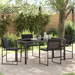 Set da Pranzo da Giardino 5 Pezzi con Cuscini Nero Textilene e Acciaio Vidaxl