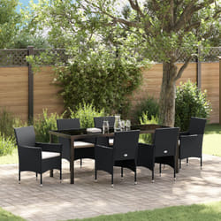 Vidaxl - Set da Pranzo da Giardino 7 Pezzi Nero Polyrattan
