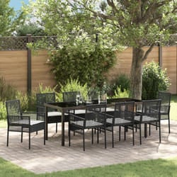 Vidaxl - Set da Pranzo Giardino 9 Pezzi con Cuscini Nero Rattan