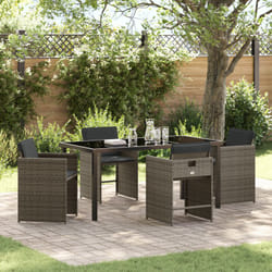Set da Pranzo da Giardino 5 Pezzi con Cuscini Grigio in Polyrattan Vidaxl