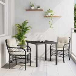 vidaXL Set da pranzo da giardino 3 pezzi con cuscini in rattan poliestere neri