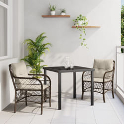 Set da Pranzo per Giardino 3 Pezzi con Cuscini Rattan Poliestere Marrone Vidaxl
