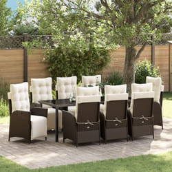 Set da Pranzo da Giardino 9 Pezzi in Rattan Polipropilene Marrone Vidaxl