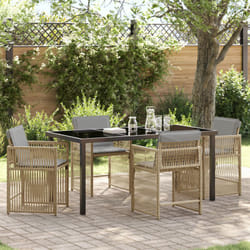 Set da Pranzo Giardino 5 Pezzi con Cuscini Beige Rattan Sintetico Vidaxl