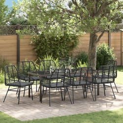 Set da Pranzo da Giardino 9 Pezzi con Cuscini Rattan Polyrattan Nero Vidaxl