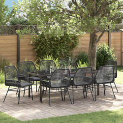 Set da pranzo da giardino 9 pezzi con cuscini in polyrattan nero - Vidaxl