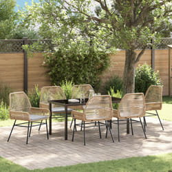Set di 7 pezzi per pranzo da giardino con cuscini Rattan Poliestere Marrone - Vidaxl