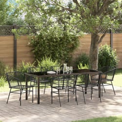 vidaXL Set da pranzo da giardino 7 pezzi in polyrattan nero