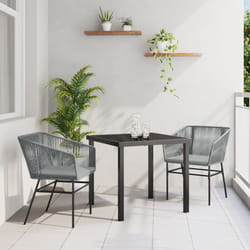 Set da pranzo da giardino in 3 pezzi con cuscini in polyrattan grigio Vidaxl