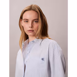 Calvin Klein Camicia corta in popeline di cotone a righe - Vista aggiuntiva 6