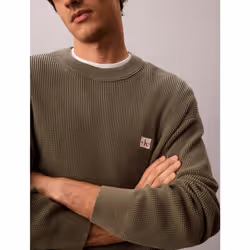 Calvin Klein Maglione lavorato a maglia di cotone a nido d'ape - Vista aggiuntiva 5